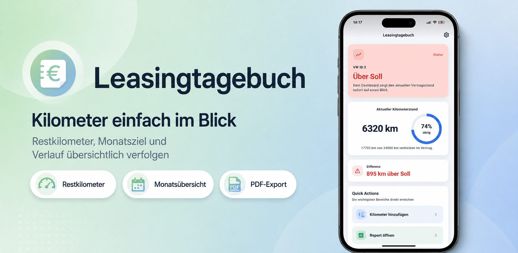 Vorstellungsgrafik der App Leasing Tagebuch